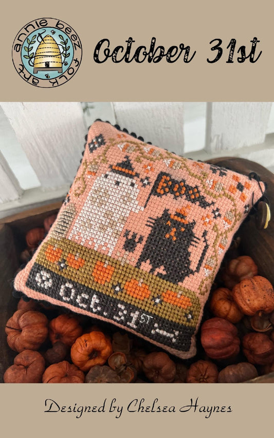 October 31st Cross Stitch Pattern Annie Beez Folkart Nashville Needlework Market