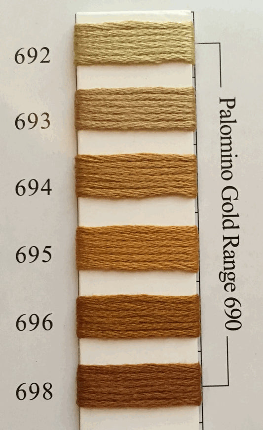 Needlepoint NPI Silk Floss 8 Ply Palomino Gold Range 692 693 694 695 696 698