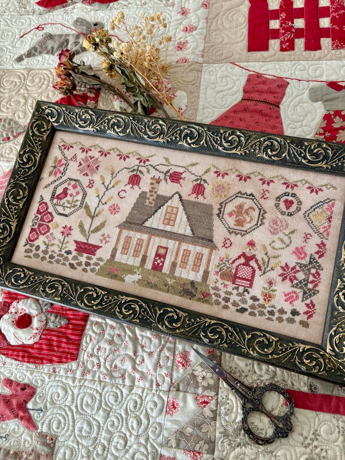 Pansy Patch QUAKER FARMHOUSE Cross Stitch Pattern