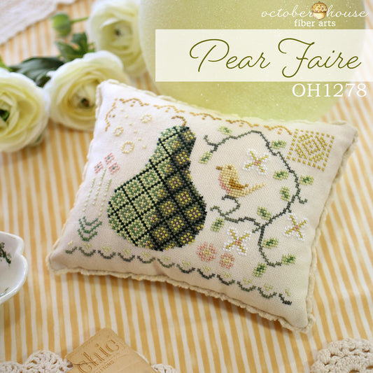 Pear Faire October House Fiber Arts Cross Stitch Pattern Nashville Market