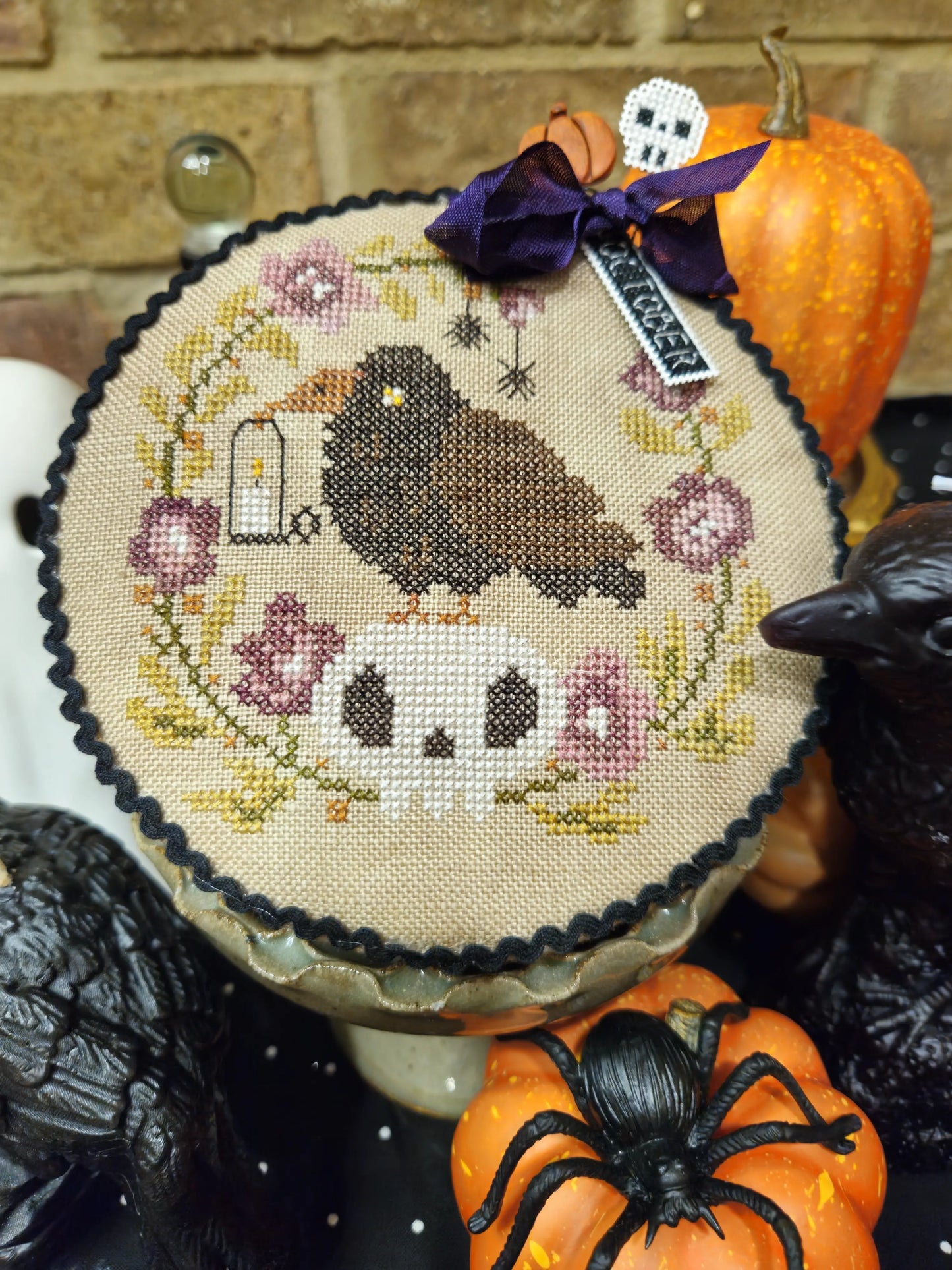PREORDER Quaint Rose Needlearts CROW PIN DRUM SHORTIES MONTH #10 Cross Stitch Pattern