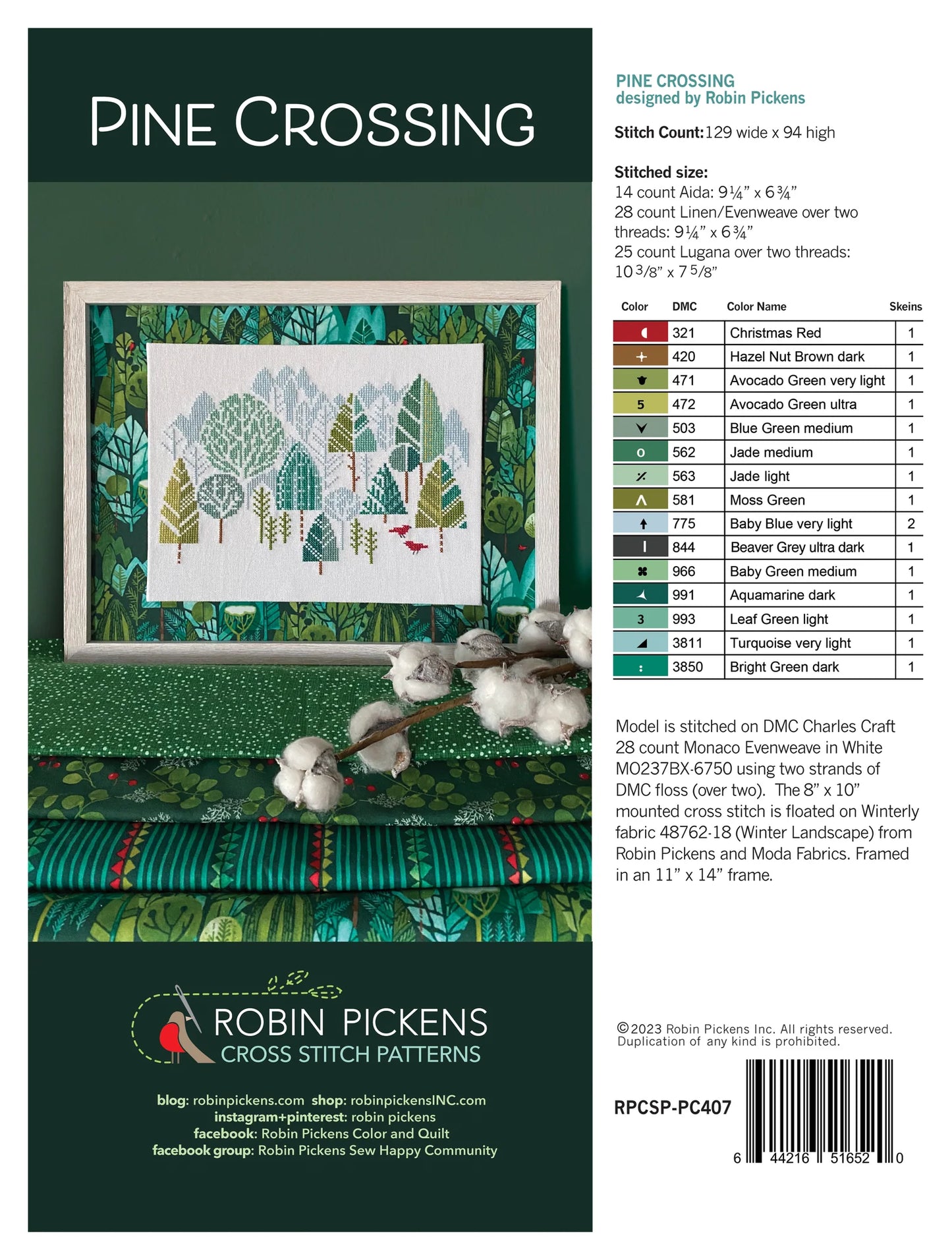 Pine Crossing Cross Stitch Pattern by Robin Pickens