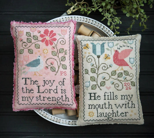 PREORDER Plum Street Sampler STRENGTH AND LAUGHTER Cross Stitch Pattern Nashville Market