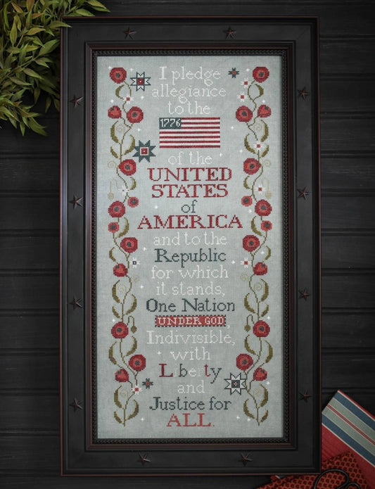 PREORDER Plum Street Sampler THE PLEDGE OF ALLEGIANCE Cross Stitch Pattern Nashville Market
