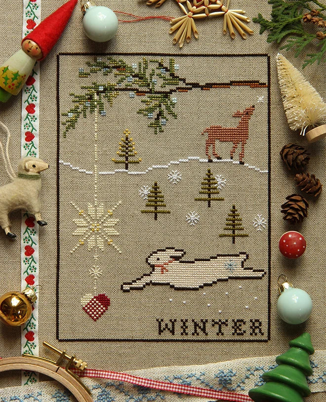 Winter Rabbit Cross Stitch Pattern by Posie