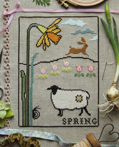 Whan That Aprille Cross Stitch Sampler Pattern by Posie