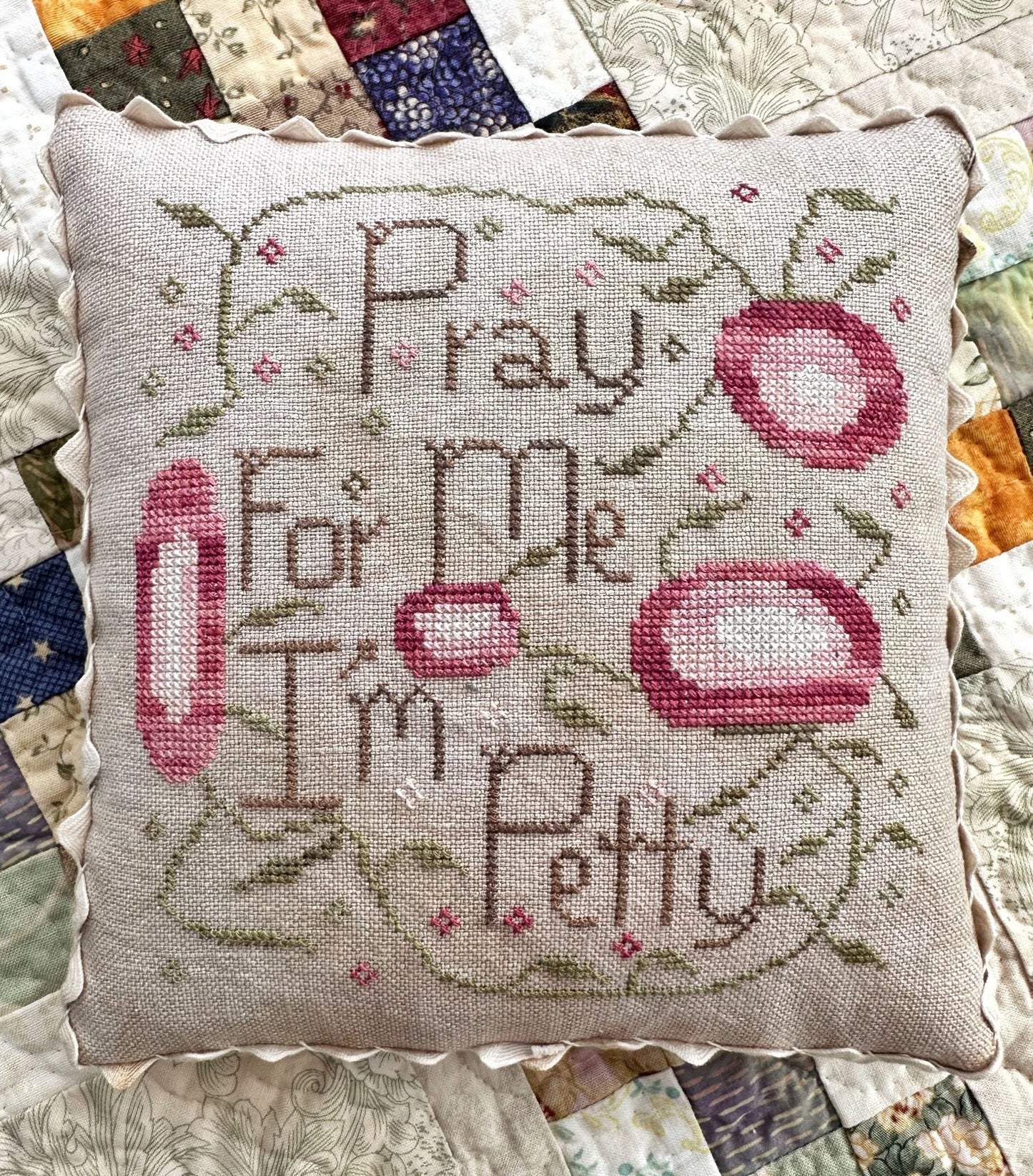 Pray For Me I'm Petty by Lucy Beam Cross Stitch Pattern Physical Copy