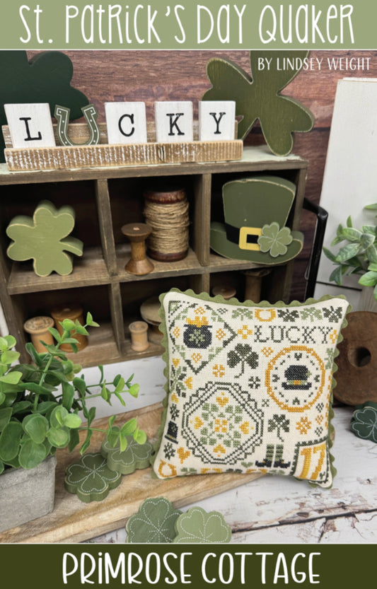 St. Patrick's Day Quaker Primrose Cottage Cross Stitch Pattern