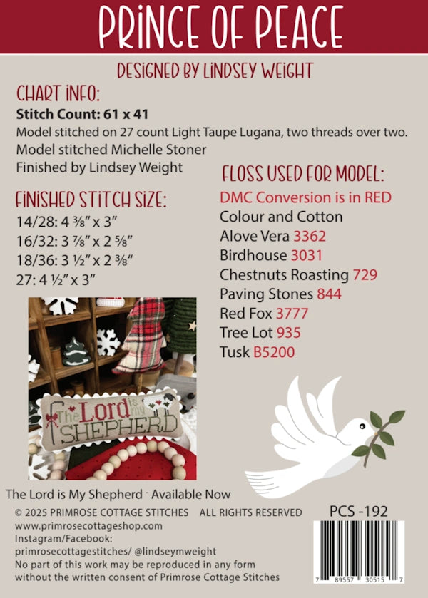 PREORDER Prince of Peace Primrose Cottage Cross Stitch Pattern