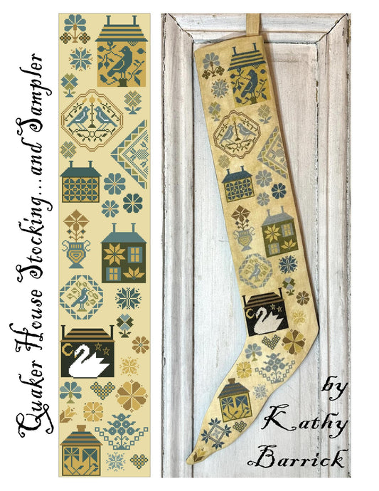 Quaker House Stocking and Sampler by Kathy Barrick Cross Stitch Pattern