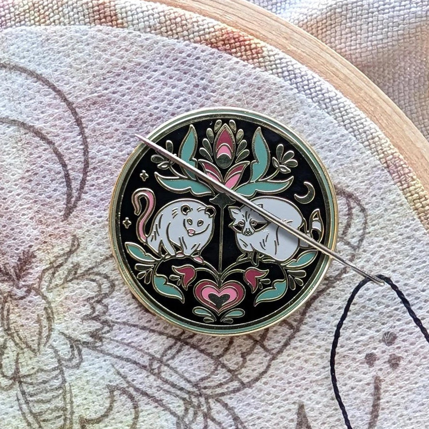 Thistle Finch Designs RACCOON OPOSSUM HEX Sign Needle Minder