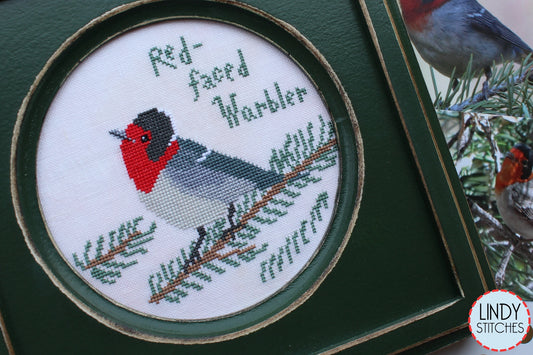 Red Faced Warbler Bird Crush Club Cross Stitch Pattern #12