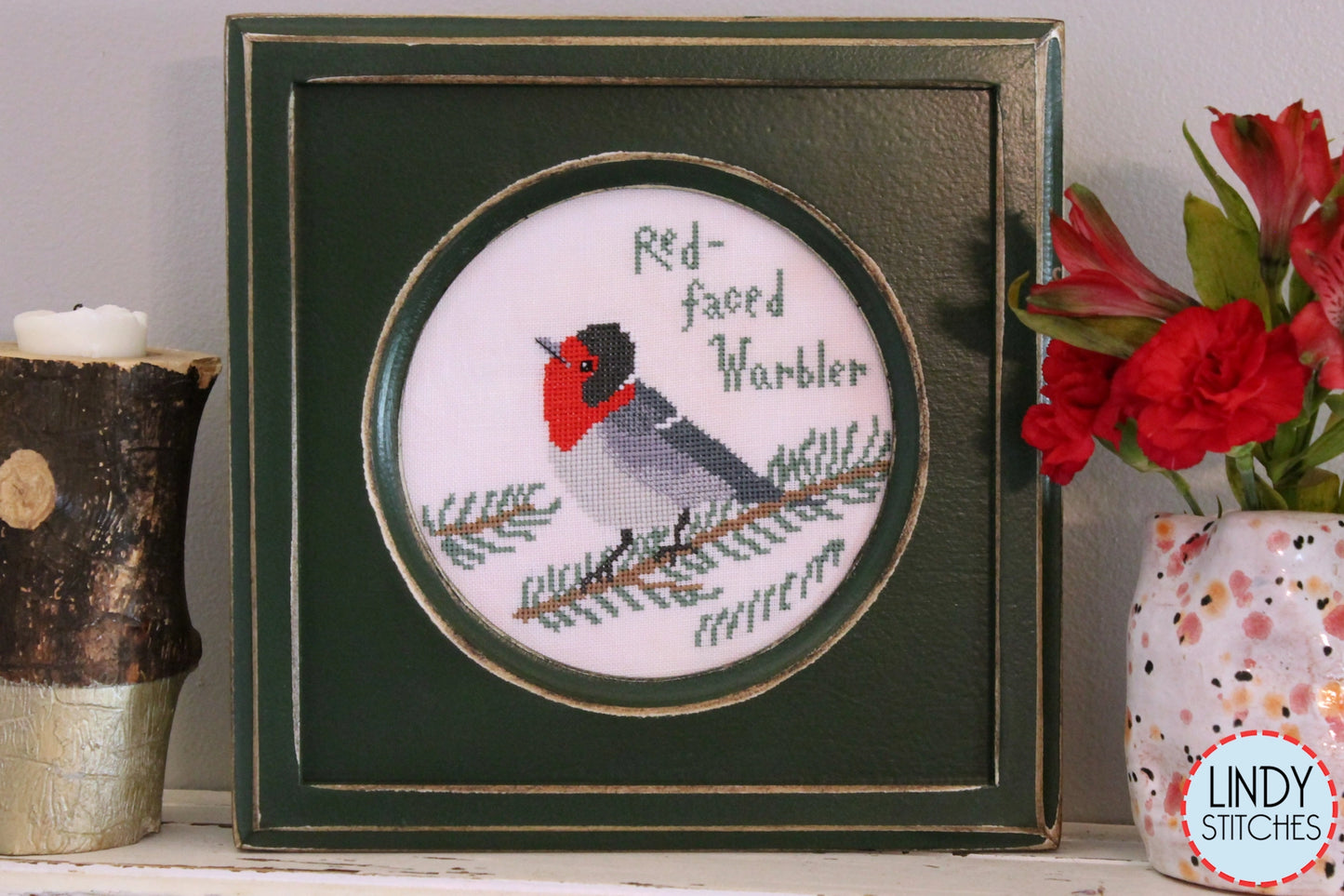 Red Faced Warbler Bird Crush Club Cross Stitch Pattern #12