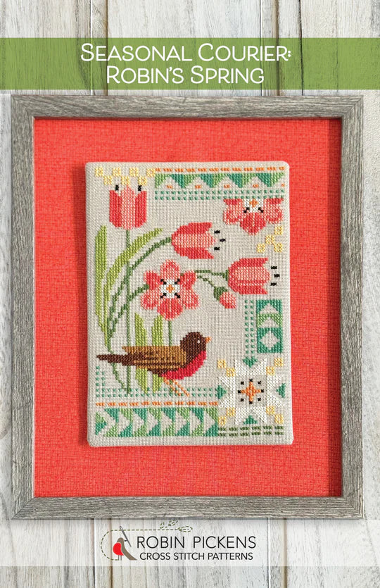 Robin's Spring Seasonal Courier Cross Stitch Pattern by Robin Pickens