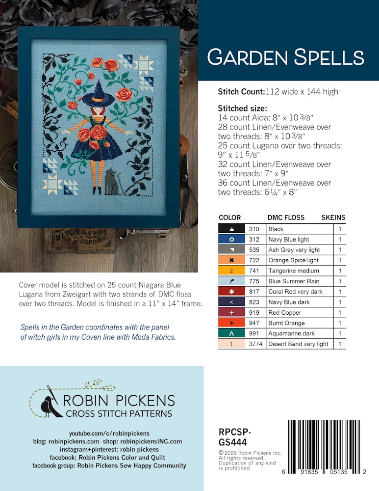 Robin Pickens GARDEN SPELLS Cross Stitch Pattern