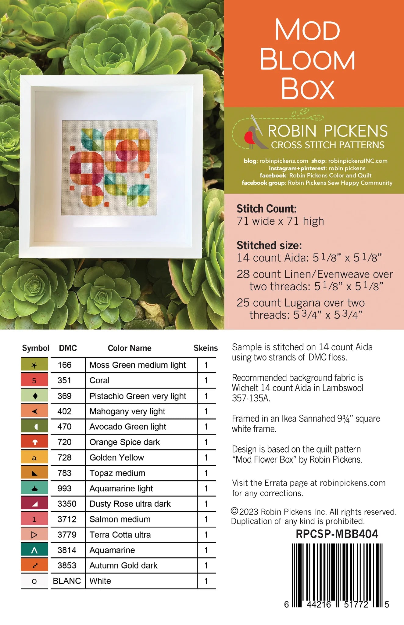 Mod Bloom Box Cross Stitch Pattern by Robin Pickens