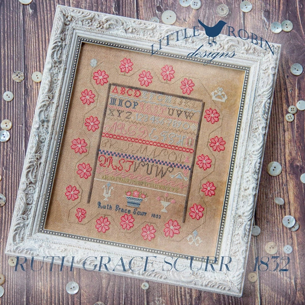 PREORDER Ruth Grace Scurr - 1832 Cross Stitch Pattern by Little Robin Designs Nashville Market