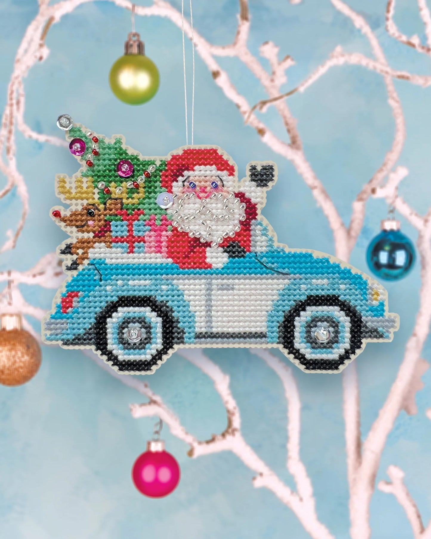 Santa Cruiser Satsuma Street Cross Stitch Ornament Kit