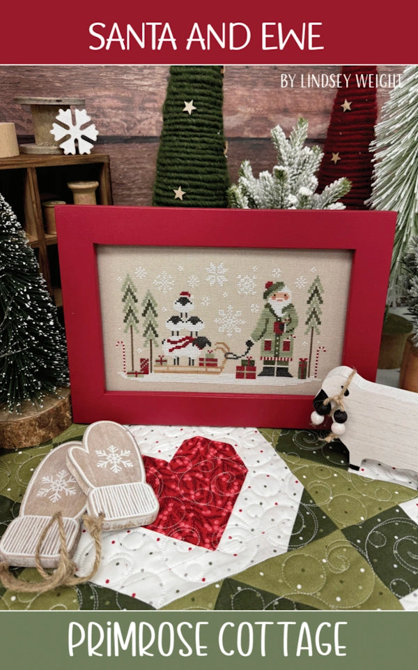 PREORDER Santa and Ewe Cross Stitch Pattern by Primrose Cottage
