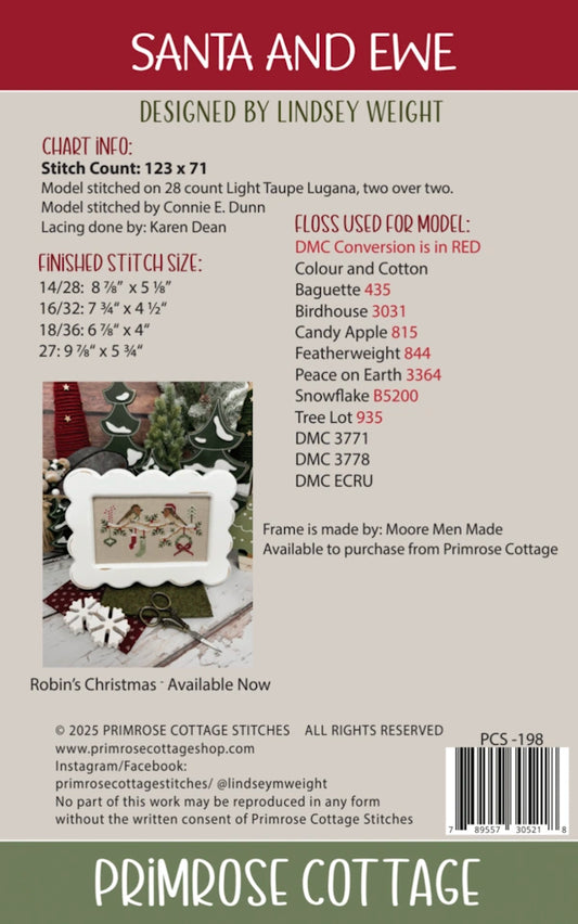 PREORDER Santa and Ewe Cross Stitch Pattern by Primrose Cottage