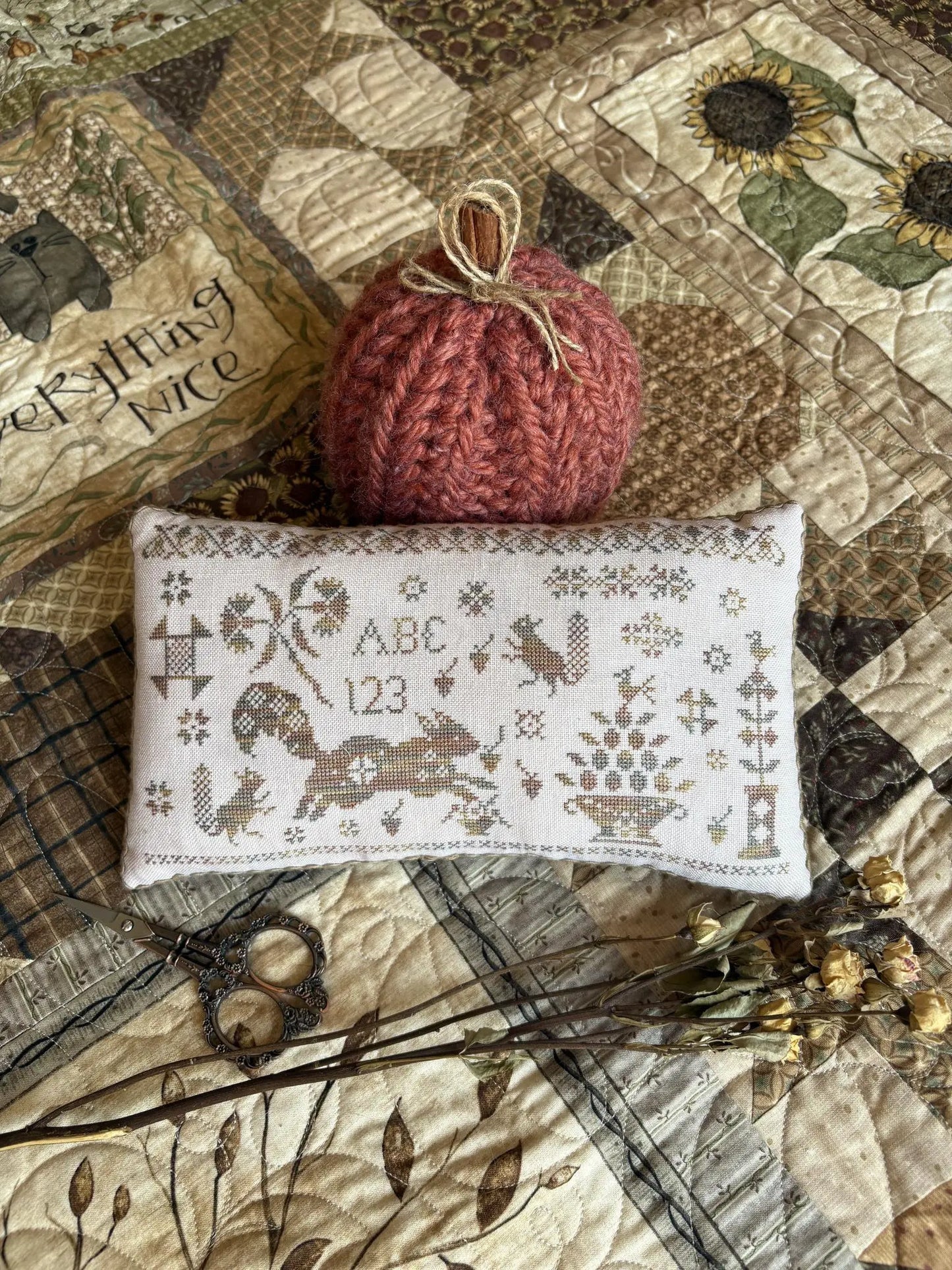 PREORDER Pansy Patch SASSY SQUIRREL PINKEEP Cross Stitch Pattern