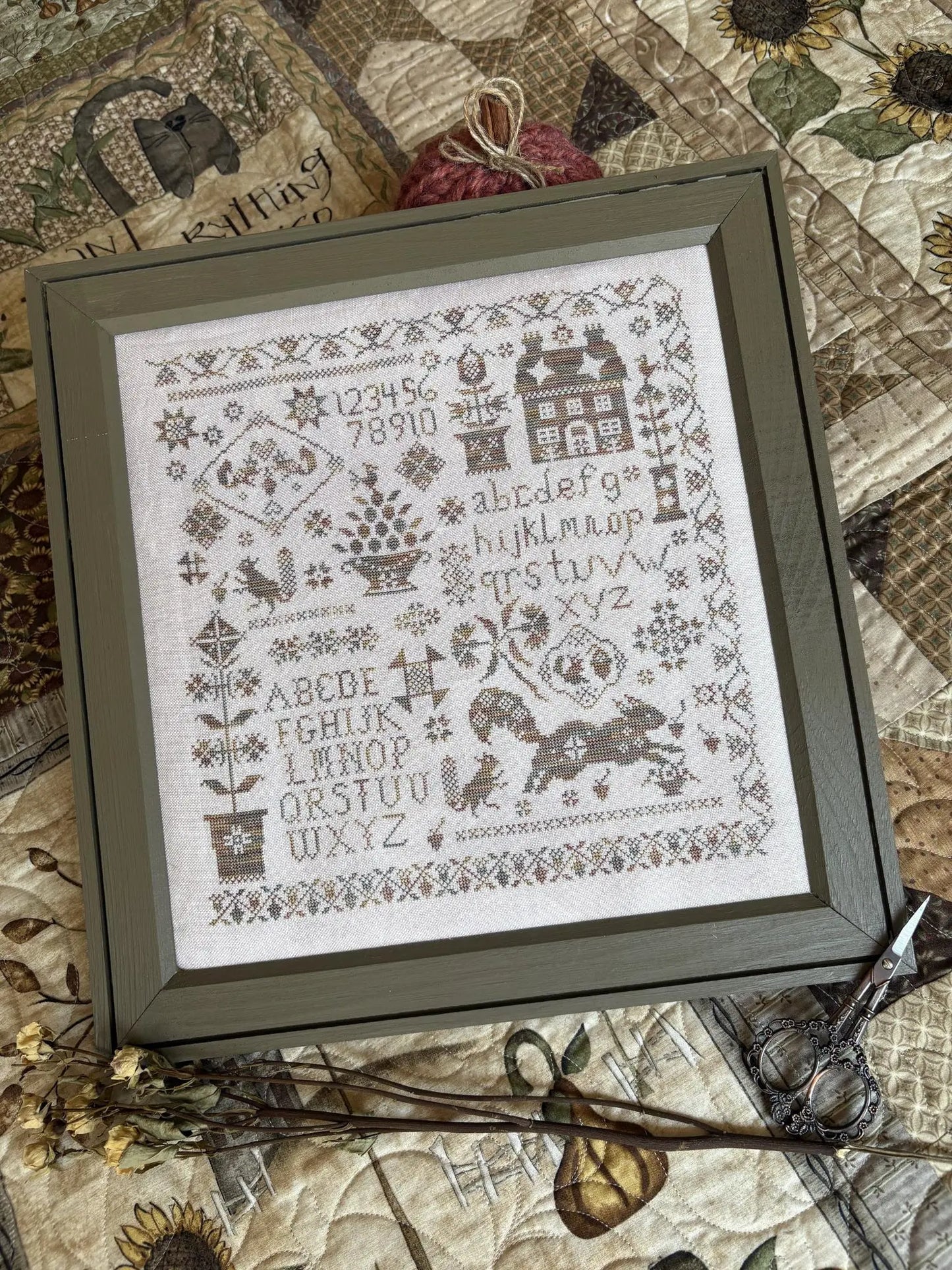 PREORDER Pansy Patch SASSY SQUIRREL SAMPLER Cross Stitch Pattern