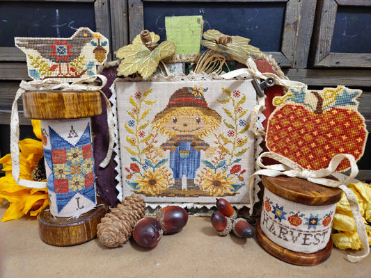 SALE Scarecrow Spool Set Quaint Rose Needlearts Cross Stitch Pattern