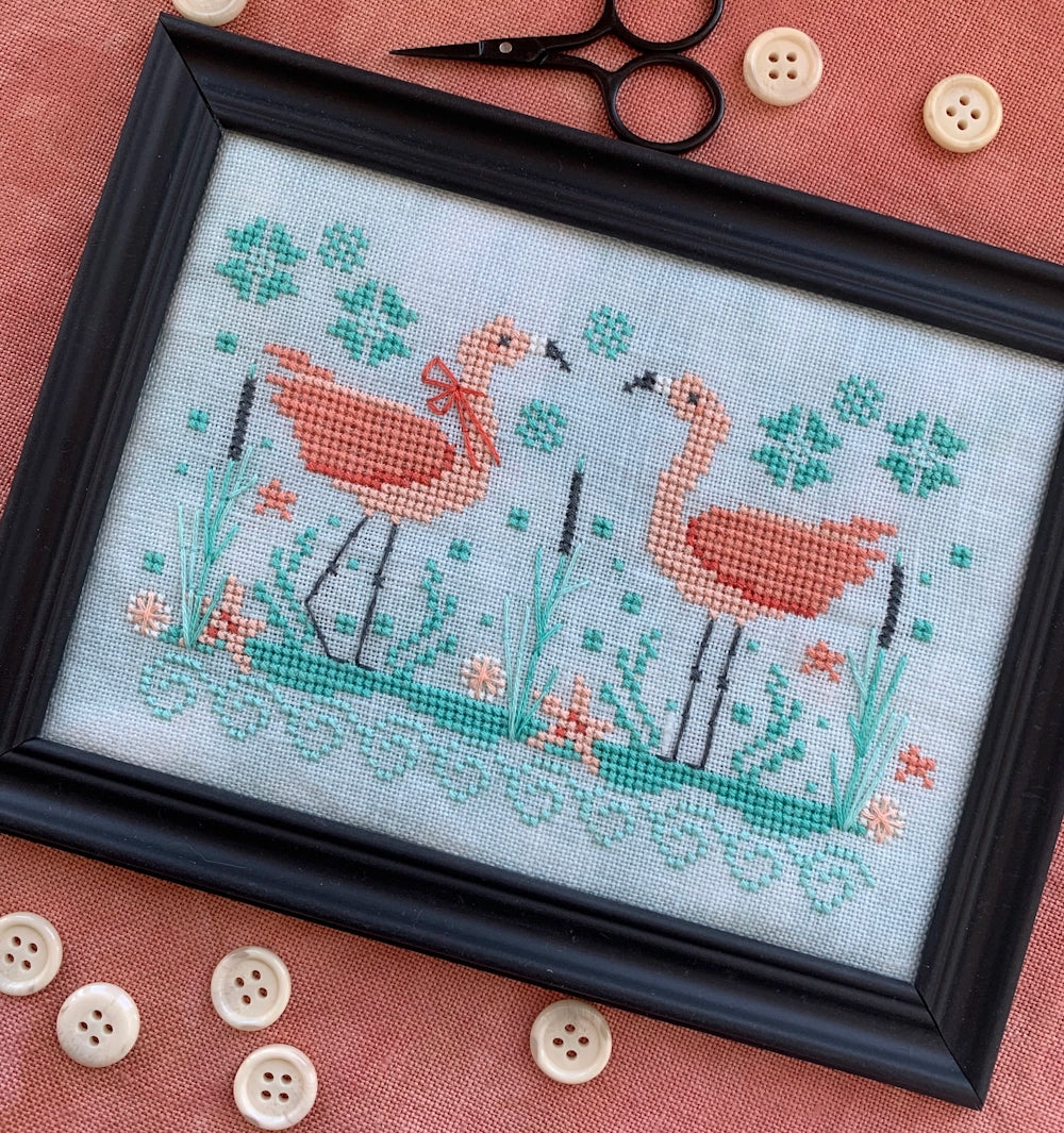 Seaside Flamingos Stitches by Ethel Cross Stitch Pattern