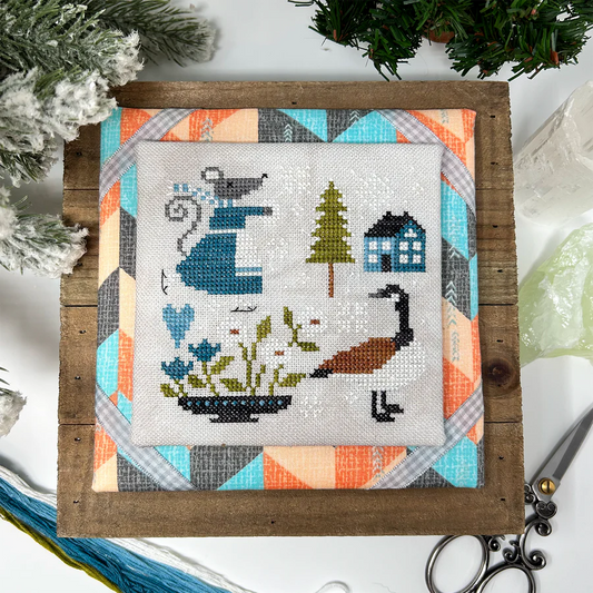 Tiny Modernist MOUSE'S SNOW DAY Cross Stitch Pattern