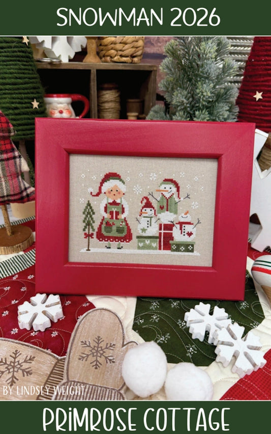 PREORDER Snowman 2026 Cross Stitch Pattern by Primrose Cottage