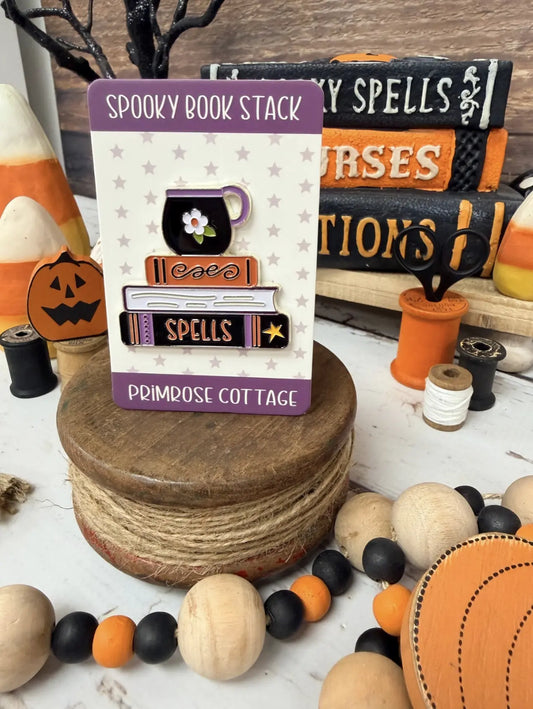 PREORDER Primrose Cottage SPOOKY BOOK STACK NEEDLE MINDER