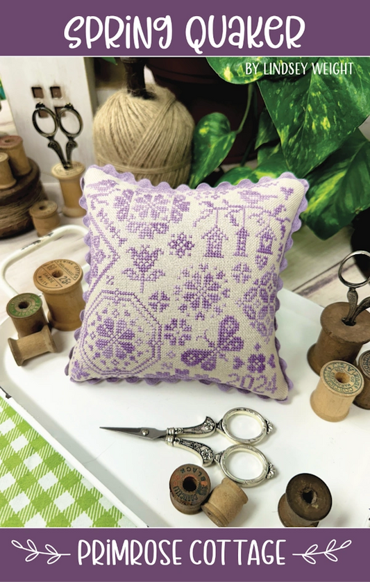 Spring Quaker Primrose Cottage Cross Stitch Pattern