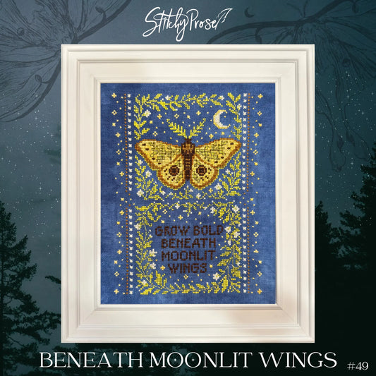 PREORDER Stitchy Prose BENEATH MOONLIT WINGS Cross Stitch Pattern