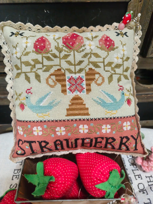 PREORDER Quaint Rose Needlearts STRAWBERRY URN Cross Stitch Pattern Nashville Market