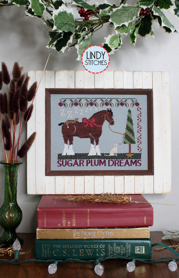 Publisher preview of Sugar Plum Dreams, a Christmas cat design by Lindy Stitches
