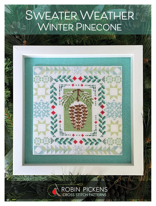 Sweater Weather Winter Pinecone Cross Stitch Pattern by Robin Pickens