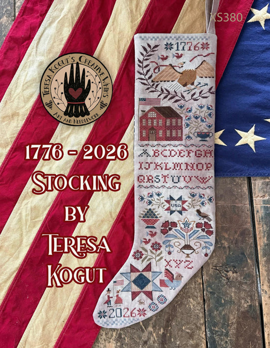 PREORDER Teresa Kogut 1776 - 2026 STOCKING Cross Stitch Pattern Nashville Market