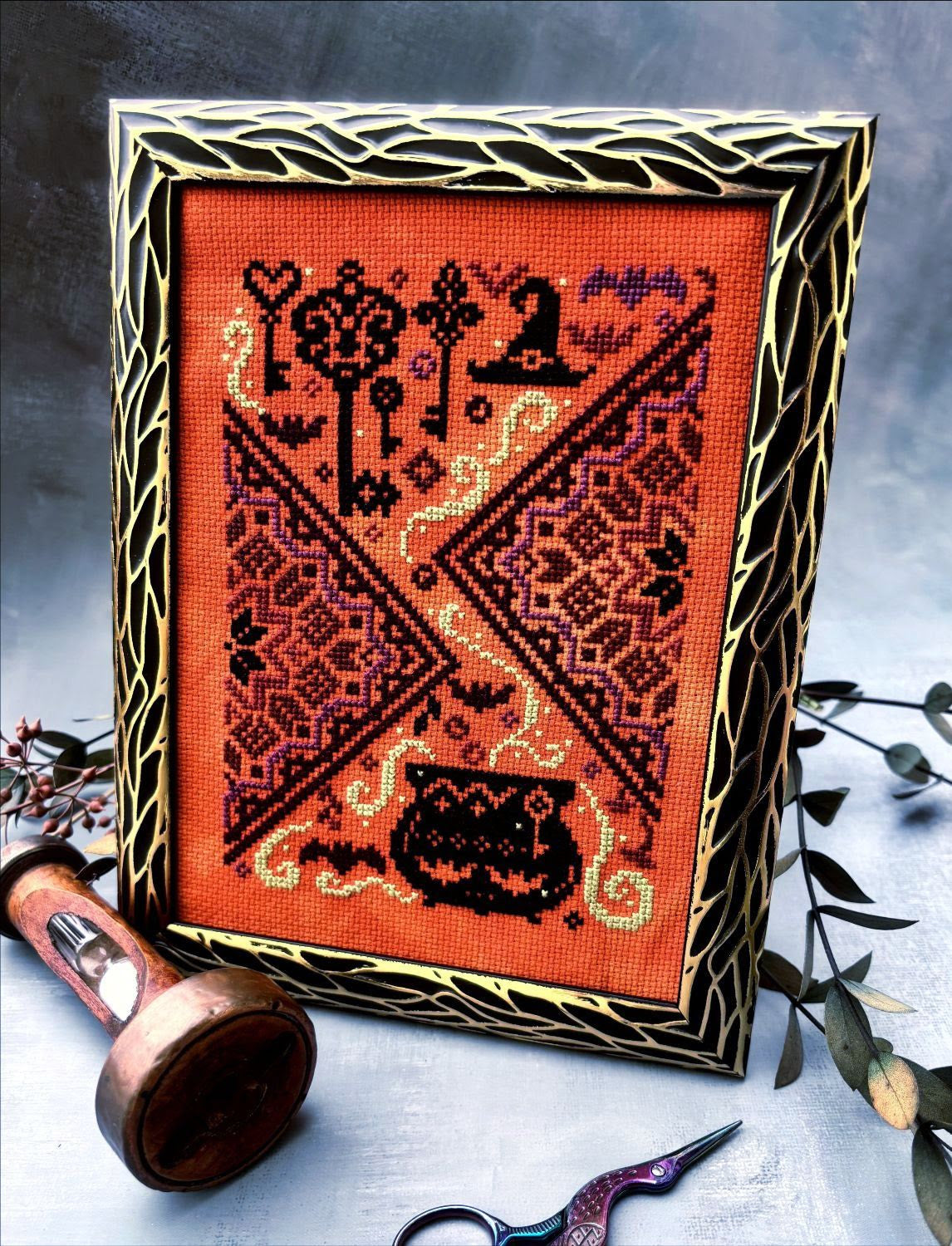 PREORDER Quaternion Creations THE CAULDRON AND THE KEY Cross Stitch Pattern