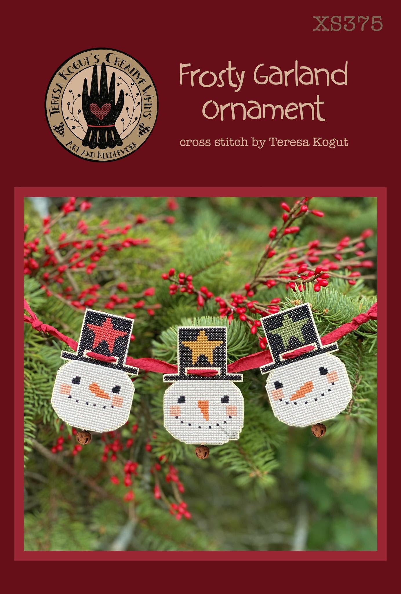 PREORDER Frosty Garland Ornament Teresa Kogut Cross Stitch Pattern