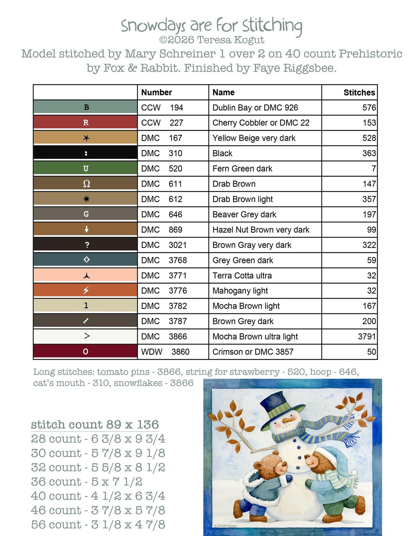 Teresa Kogut HELL0 WINTER  BOOK 9 DESIGNS Cross Stitch Pattern