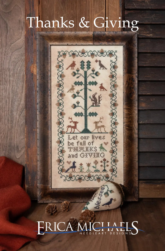 PREORDER Erica Michaels THANKS & GIVING Cross Stitch Pattern