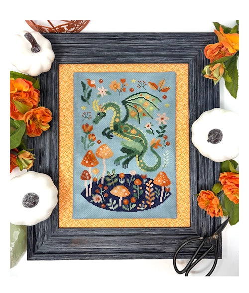 COMING SOON: Tiny Modernist FALL FOLK DRAGON Cross Stitch Pattern