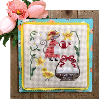 Tiny Modernist MOUSE'S EASTER BONNET Cross Stitch Pattern
