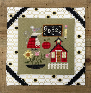Tiny Modernist MOUSE'S SCHOOLHOUSE Cross Stitch Pattern