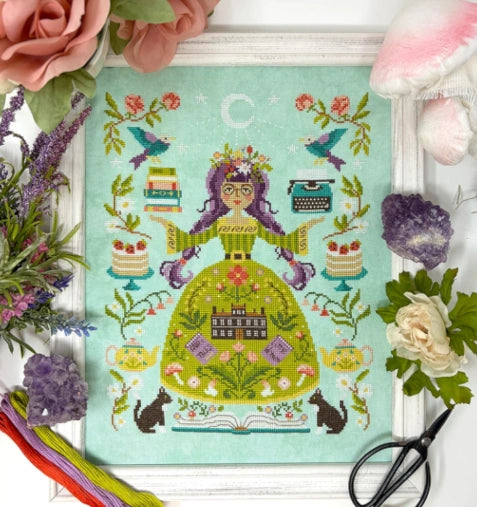 Tiny Modernist THE BOOK GODDESS Cross Stitch Pattern Nashville Market