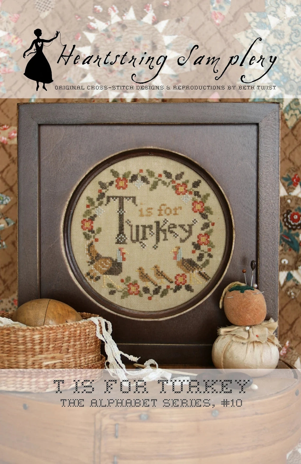 T is for Turkey Cross Stitch Pattern by Heartstring Samplery! PHYSICAL COPY