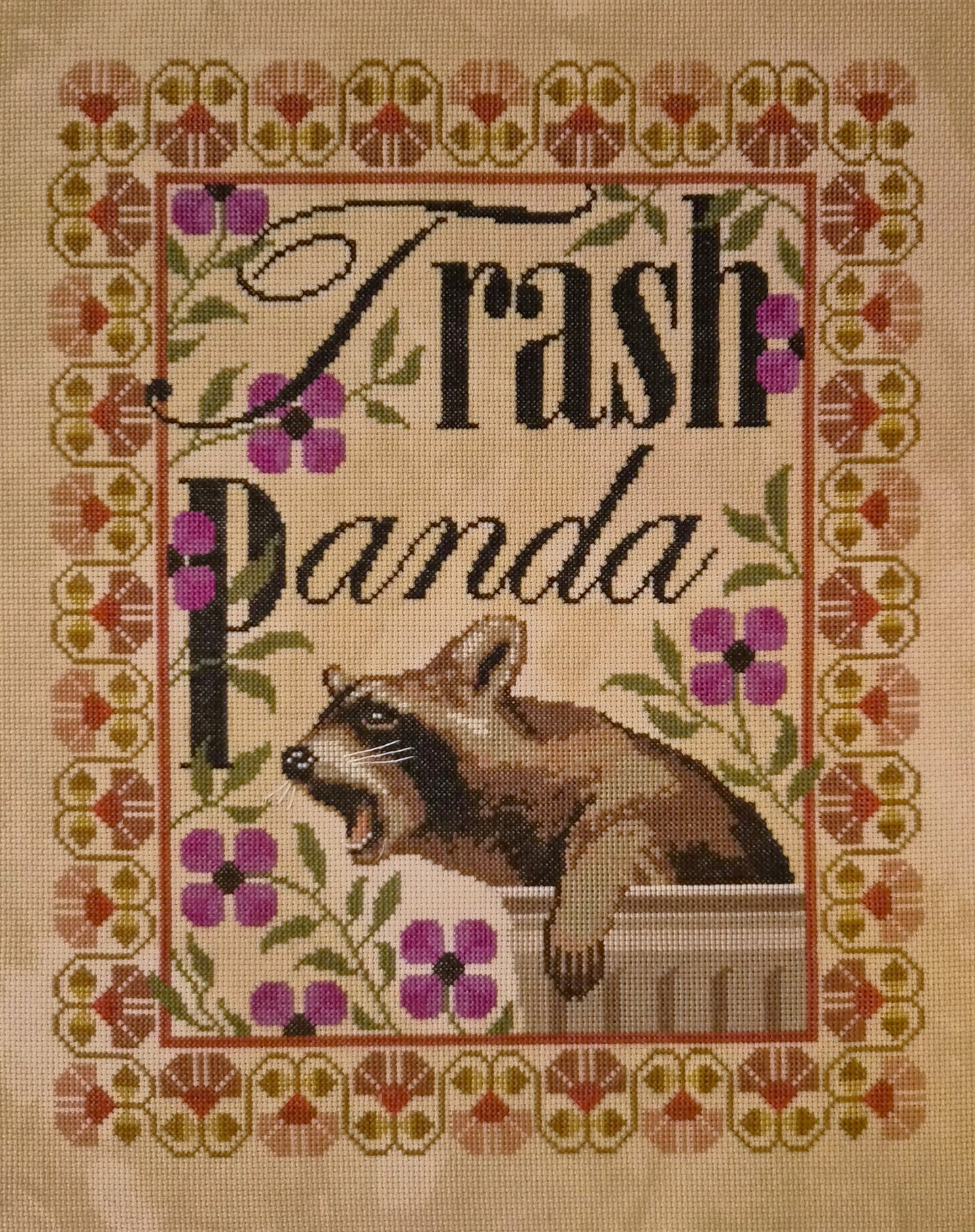 PREORDER Artsy Housewife TRASH PANDA Cross Stitch Pattern