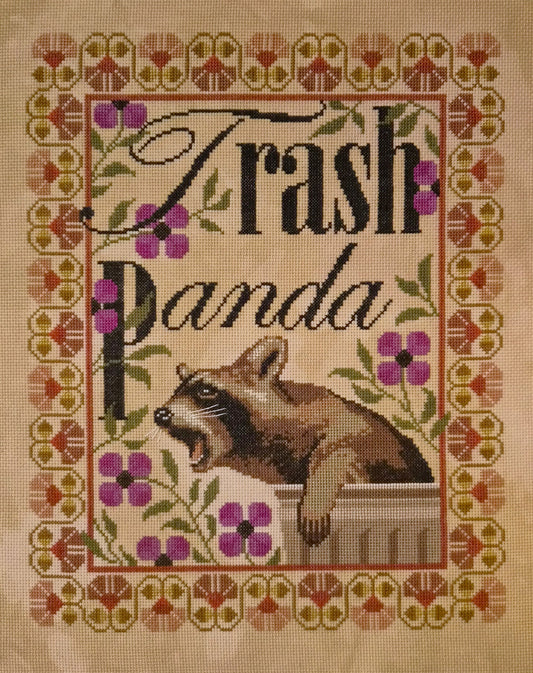 PREORDER Artsy Housewife TRASH PANDA Cross Stitch Pattern