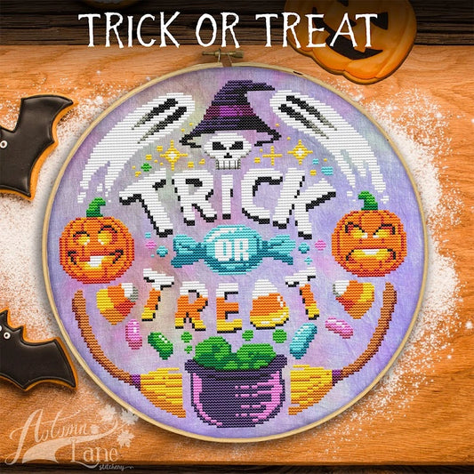 Trick or Treat by Autumn Lane Cross Stitch Pattern Nashville Market