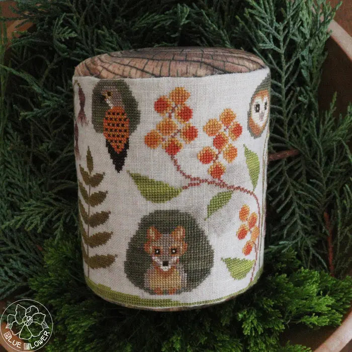 PREORDER Blue Flower TRUNK TOWN AUTUMN Cross Stitch Pattern